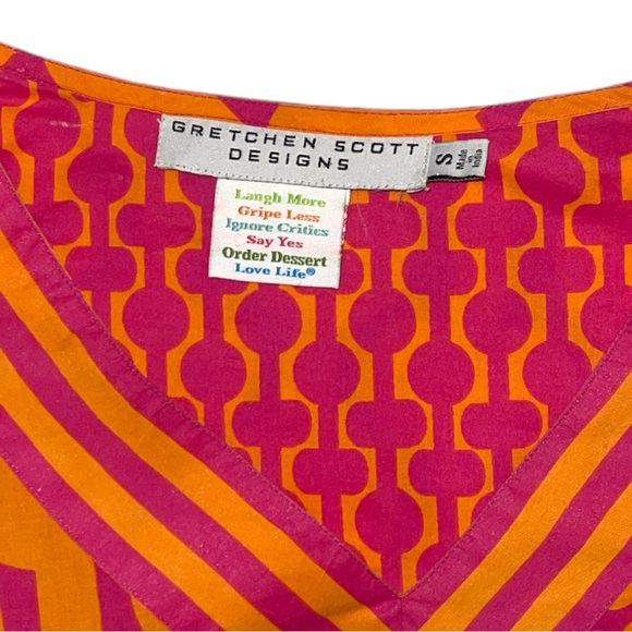 Gretchen Scott Designs Orange Pink Tunic Top Size Small - Picture 3 of 3